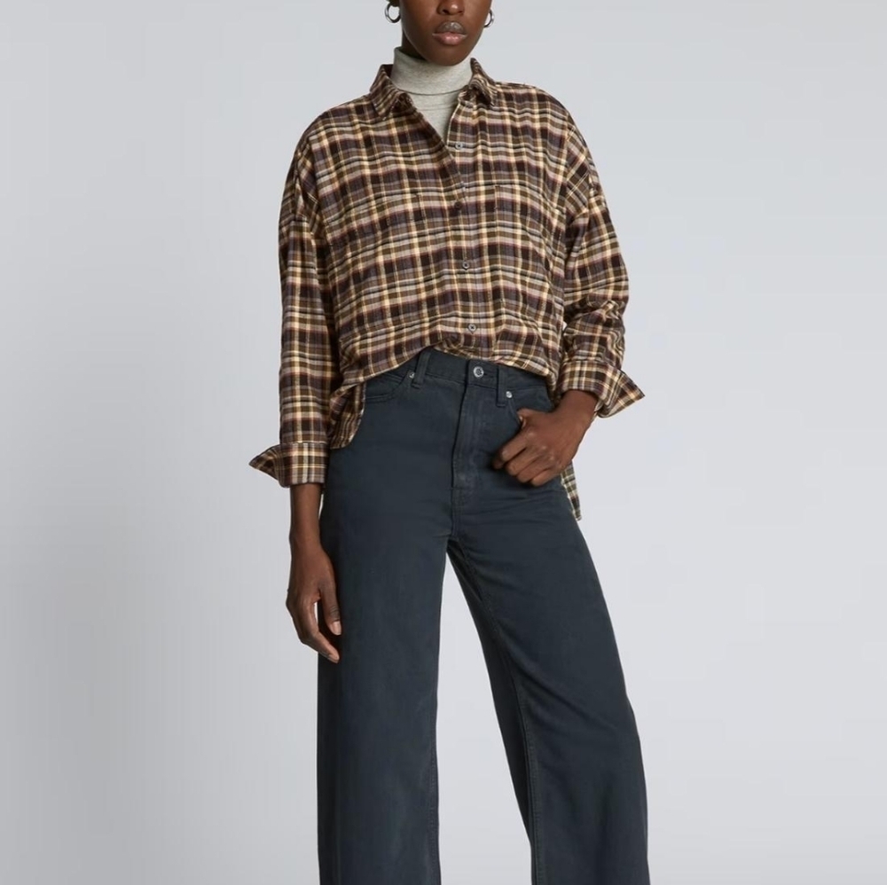 Everlane Brown Plaid Button-Down Shirt